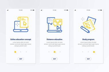 Vektör poster online eğitim kavramı, uzaktan eğitim ve eğitim programı