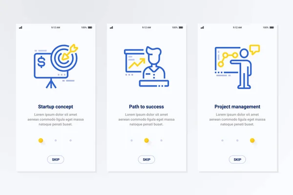 Концепция Запуска Путь Успеху Векторные Плакаты Управления Проектами — стоковый вектор