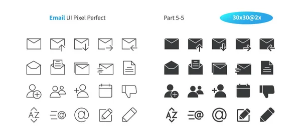 Email Pixel Perfect Well Crafted Vector Thin Line Solid Icons — Stock Vector