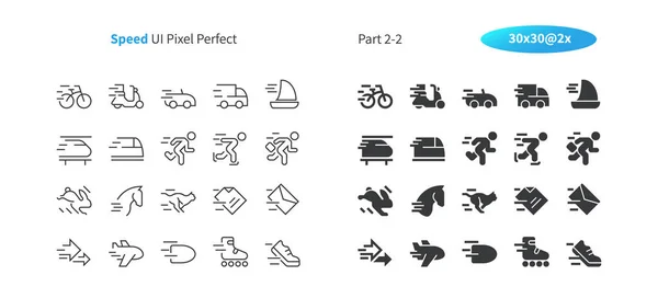 Hastighet Pixel Perfekt Välskrivna Vektor Tunn Linje Och Solid Ikoner — Stock vektor