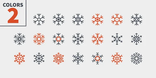 Copos Nieve Pixel Iconos Perfectos Iconos Línea Delgada Vectorial Bien — Vector de stock