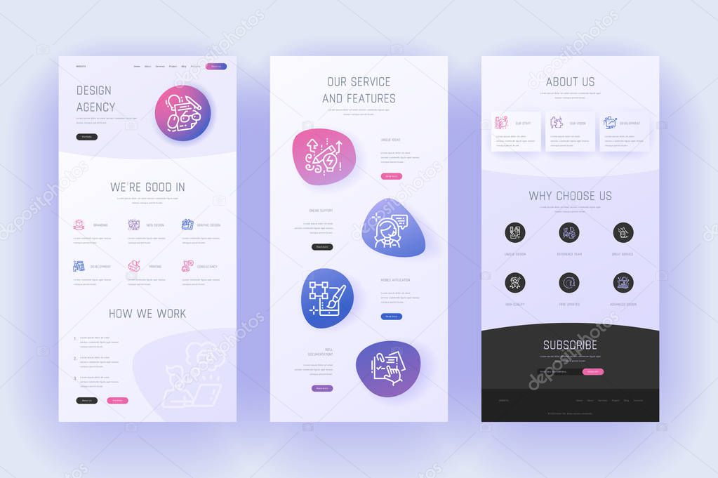 Design agency Landing page vector template