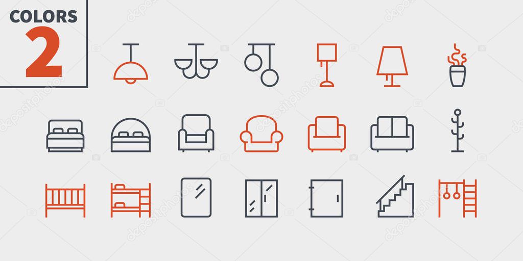 Furniture UI Pixel Perfect Well-crafted Vector Thin Line Icons