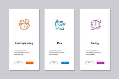 Olaylar, Plan, planlama zamanlama onboarding güçlü metafor ile ekranlar