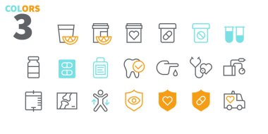 Sağlık UI ince çizgi simgeler Web grafikleri ve Apps düzenlenebilir vuruşlu. 