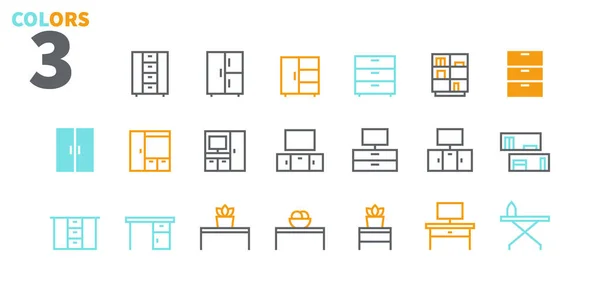 Iconos Línea Delgada Interfaz Usuario Muebles Para Gráficos Web Aplicaciones — Archivo Imágenes Vectoriales