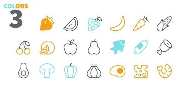 Food Pixel Thin Line Icons — Stock Vector
