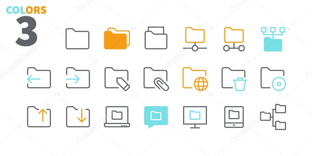 Folder UI Thin Line Icons for Web Graphics and Apps with Editable Stroke.