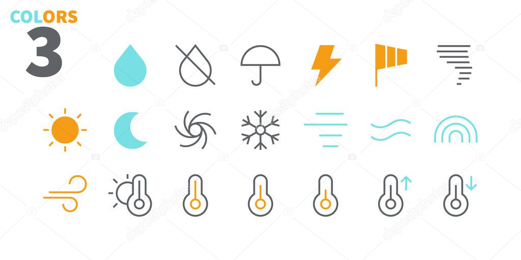 Weather UI Thin Line Icons for Web Graphics and Apps with Editable Stroke.