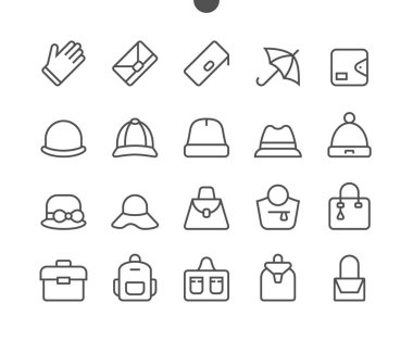 Aksesuarlar UI piksel mükemmel iyi hazırlanmış vektör ince çizgi simgeler 48 x 48 ızgarası Web grafikleri ve Apps. 