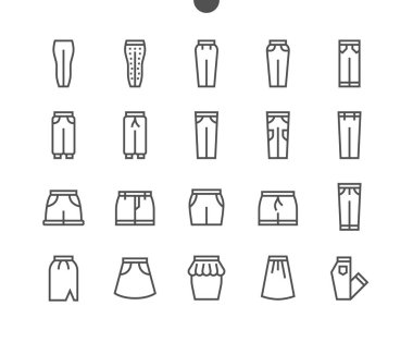 Giysi UI piksel mükemmel iyi hazırlanmış vektör ince çizgi simgeler 48 x 48 ızgarası Web grafikleri ve Apps