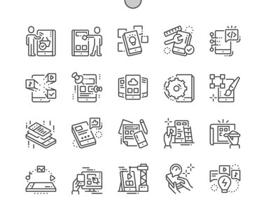 Mobil uygulama geliştirme Well-crafted piksel mükemmel vektör ince çizgi simgeler 30 2 kılavuz Web grafikleri ve Apps-x. 