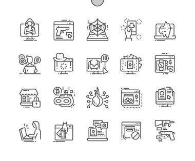 Web Well-crafted piksel mükemmel vektör ince çizgi simgeler 30 2 karanlık yüzü kılavuz Web grafikleri ve Apps-x. 