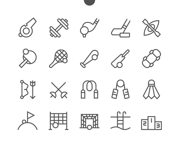 Píxel Interfaz Usuario Del Deporte Perfecto Vector Bien Elaborado Iconos — Archivo Imágenes Vectoriales