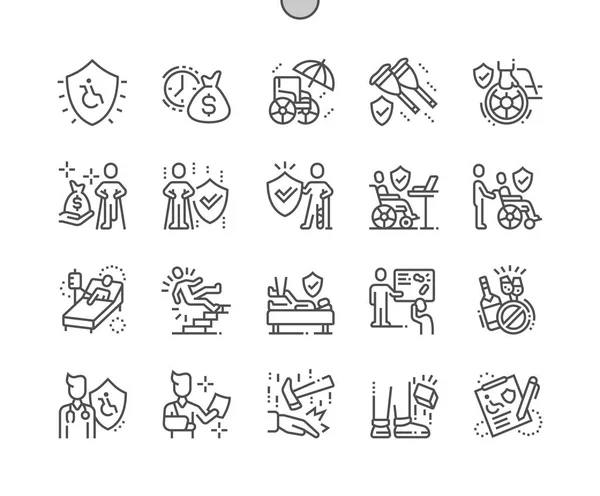 Asuransi Disabilitas Pixel Perfect Vector Thin Line Icons Grid Untuk - Stok Vektor