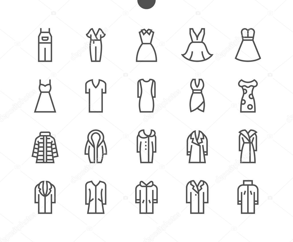 Clothes UI Pixel Perfect Well-crafted Vector Thin Line Icons 48x48 Grid for Web Graphics and Apps.