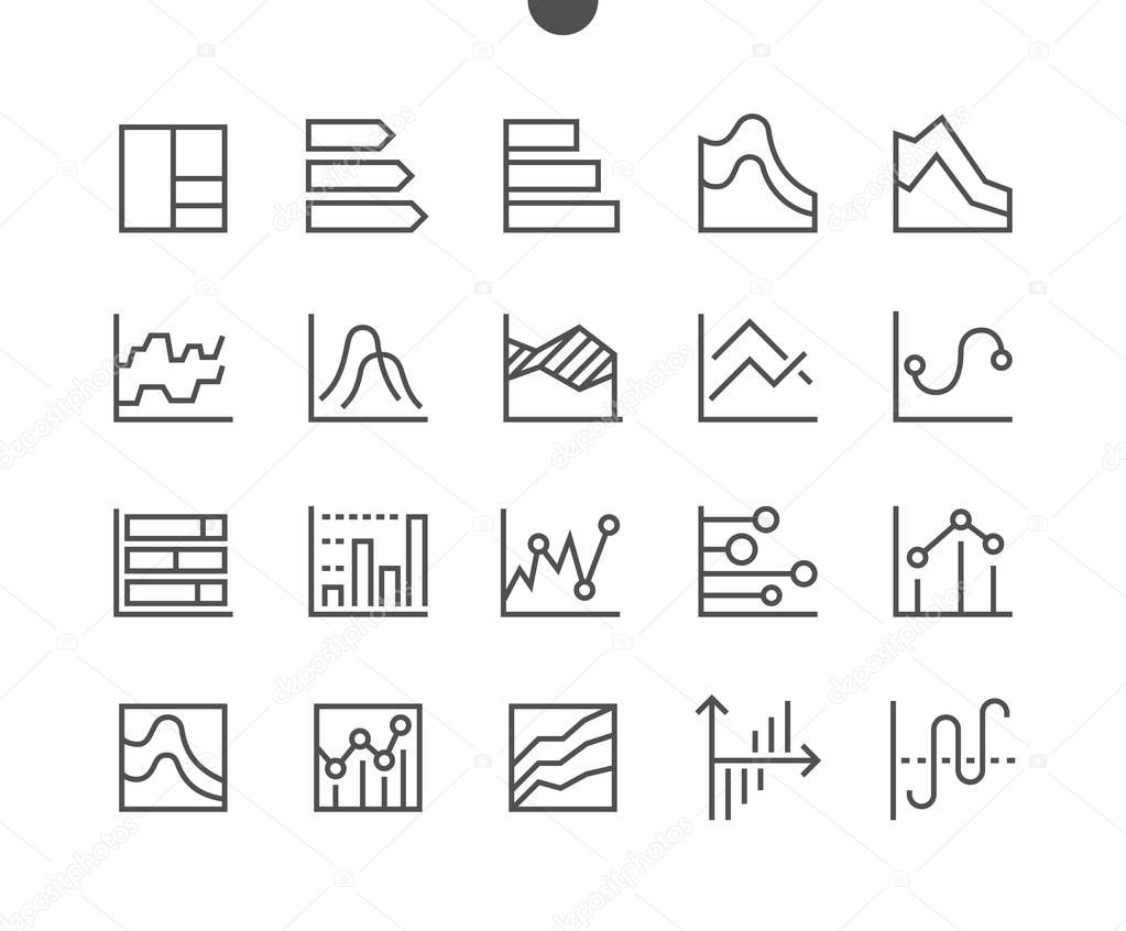 Charts UI Pixel Perfect Well-crafted Vector Thin Line Icons 48x48 Grid for Web Graphics and Apps. 