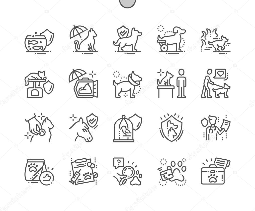 Pet Insurance Well-crafted Pixel Perfect Vector Thin Line Icons 30 2x Grid for Web Graphics and Apps.