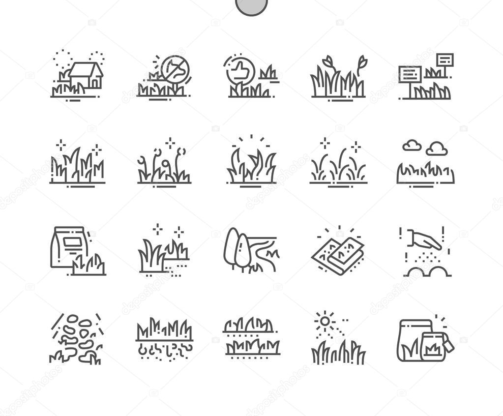 Types Garden grass Well-crafted Pixel Perfect Vector Thin Line Icons 30 2x Grid for Web Graphics and Apps