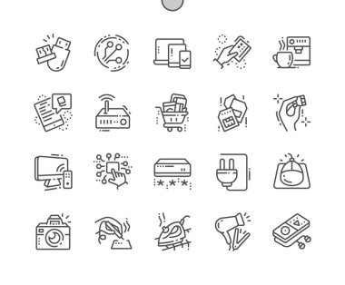 Elektronik iyi hazırlanmış piksel mükemmel vektör ince çizgi simgeler 30 2 kılavuz Web grafikleri ve Apps-x 