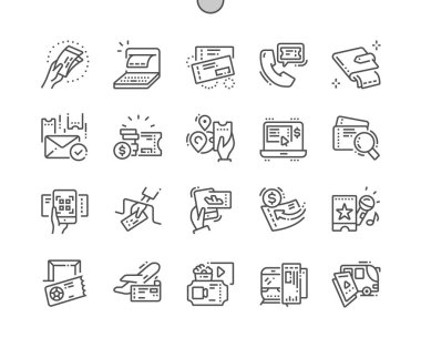 Bilet iyi hazırlanmış piksel mükemmel vektör ince çizgi simgeler 30 2 kılavuz Web grafikleri ve Apps-x 