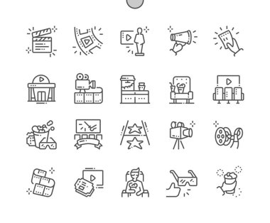 Sinema iyi hazırlanmış piksel mükemmel vektör ince çizgi simgeler 30 2 kılavuz Web grafikleri ve Apps-x 