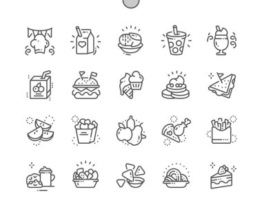 Yemekler iyi hazırlanmış piksel mükemmel vektör ince çizgi simgeler 30 2 çocuklar kılavuz Web grafikleri ve Apps-x 