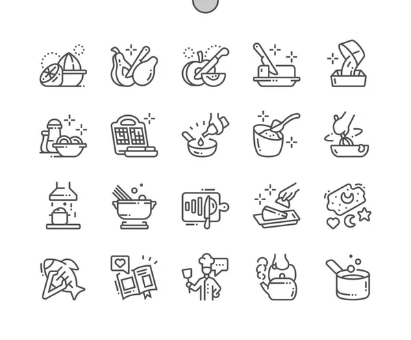 烹饪精心打造的像素完美向量细线图标 网格的 Web 图形和应用程序 — 图库矢量图片