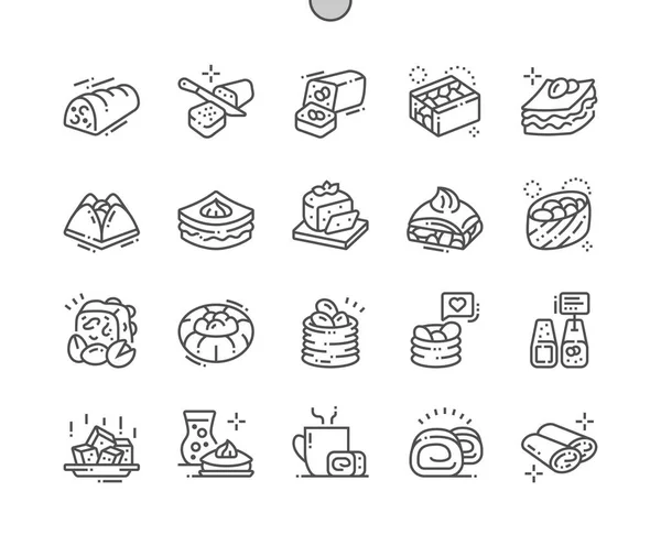 Oosterse Snoepjes Well Crafted Pixel Perfect Vector Dunne Lijn Icons — Stockvector