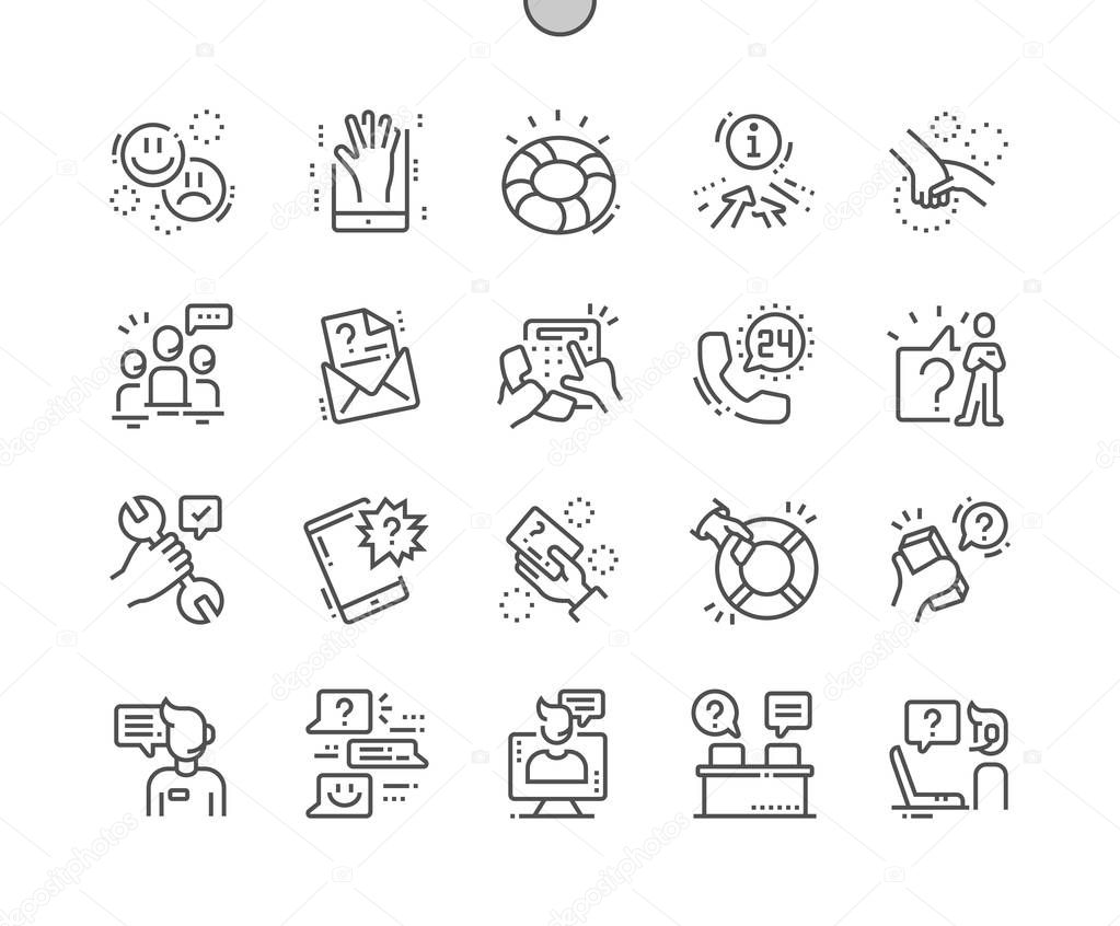 Help and Support Well-crafted Pixel Perfect Vector Thin Line Icons 30 2x Grid for Web Graphics and Apps 