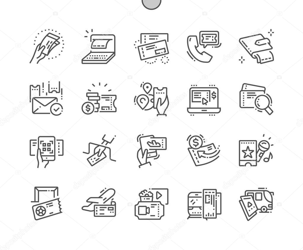 Ticket Well-crafted Pixel Perfect Vector Thin Line Icons 30 2x Grid for Web Graphics and Apps 