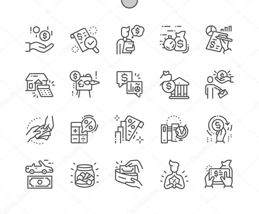 Loan Well-crafted Pixel Perfect Vector Thin Line Icons 30 2x Grid for Web Graphics and Apps 