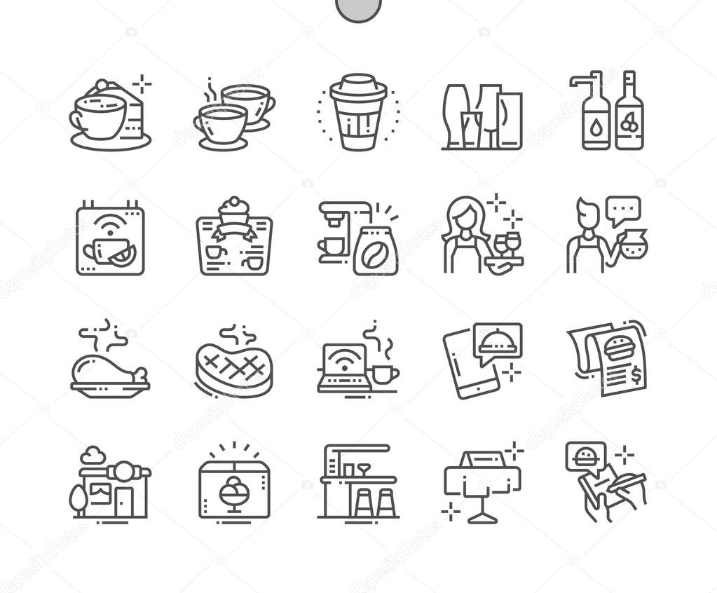 Cafe Well-crafted Pixel Perfect Vector Thin Line Icons 30 2x Grid for Web Graphics and Apps 