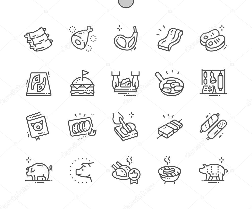 Pork Well-crafted Pixel Perfect Vector Thin Line Icons 30 2x Grid for Web Graphics and Apps 