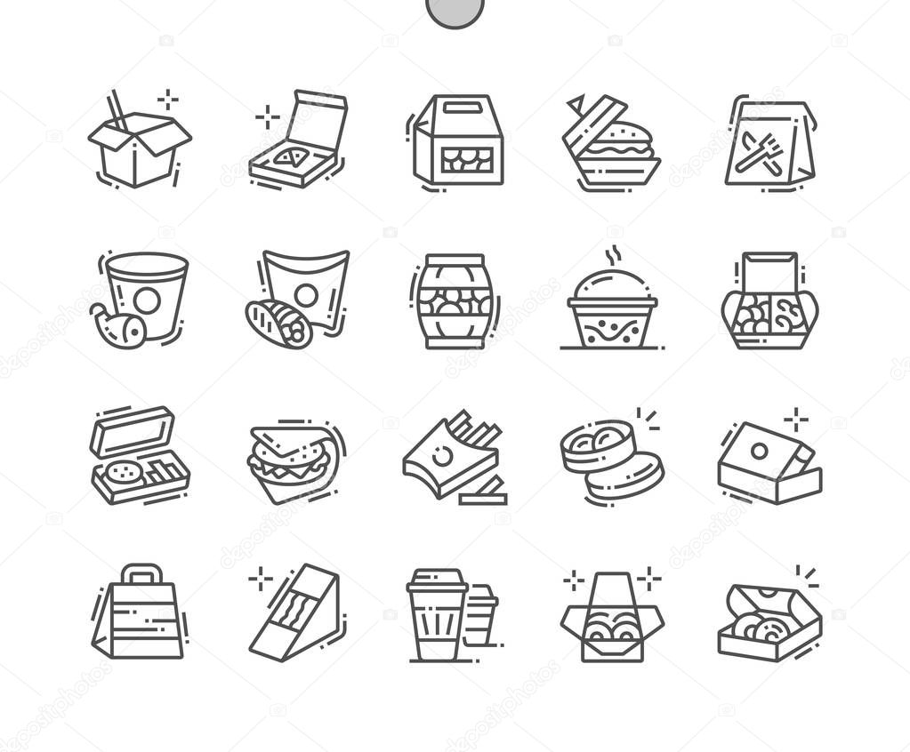 Food packaging Well-crafted Pixel Perfect Vector Thin Line Icons 30 2x Grid for Web Graphics and Apps 