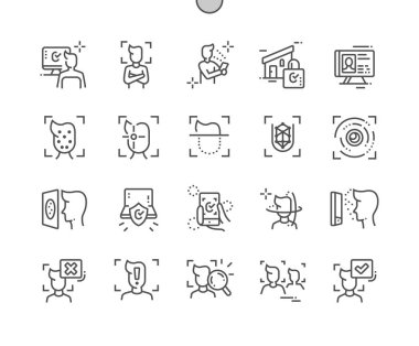 Yüz algılama teknolojisi iyi hazırlanmış piksel mükemmel vektör ince çizgi simgeler 30 2 kılavuz Web grafikleri ve Apps-x 