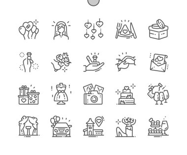 İyi hazırlanmış piksel mükemmel vektör ince çizgi simgeler 30 2 Düğün Kılavuzu Web grafikleri ve Apps x 