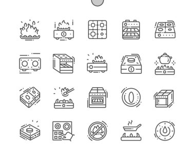 İyi hazırlanmış piksel mükemmel vektör ince çizgi simgeler 30 2 soba kılavuz Web grafikleri ve Apps-x 