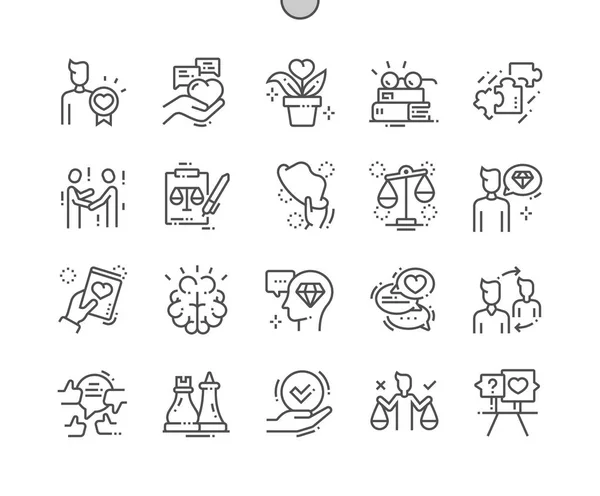 Ética Bem Trabalhada Pixel Perfect Vector Thin Line Icons Grade —  Vetores de Stock