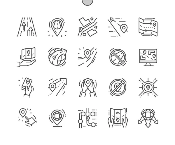 Route Well Crafted Pixel Perfect Vector Thin Line Icons Grid — Stock Vector