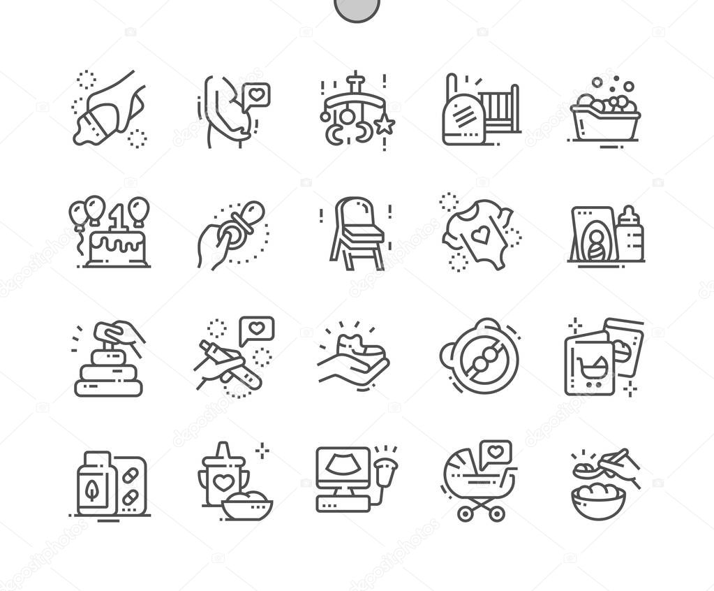 Maternity Well-crafted Pixel Perfect Vector Thin Line Icons 30 2x Grid for Web Graphics and Apps 