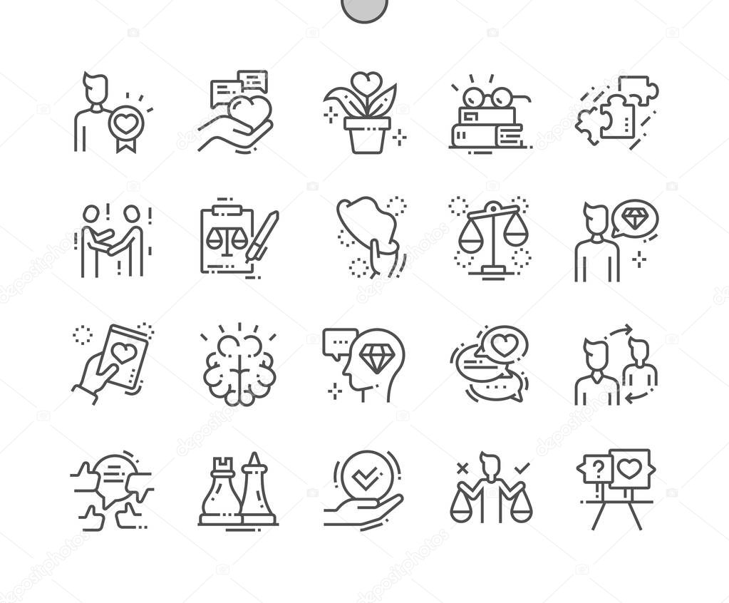 Ethics Well-crafted Pixel Perfect Vector Thin Line Icons 30 2x Grid for Web Graphics and Apps 