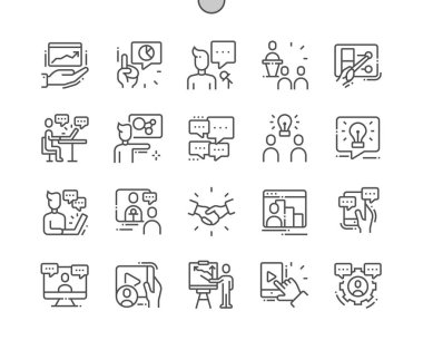 Conference Well-crafted Pixel Perfect Vector Thin Line Icons 30 2x Grid for Web Graphics and Apps. Simple Minimal Pictogram clipart