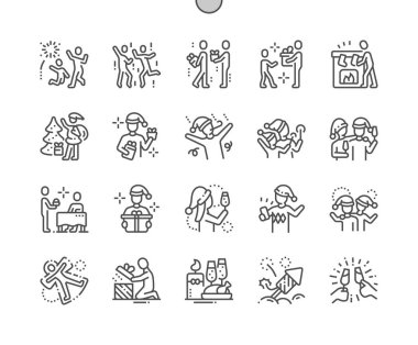 İnsanlar kutlamak Noel Well-crafted piksel mükemmel vektör ince çizgi simgeler 30 2 kılavuz Web grafikleri ve Apps-x 
