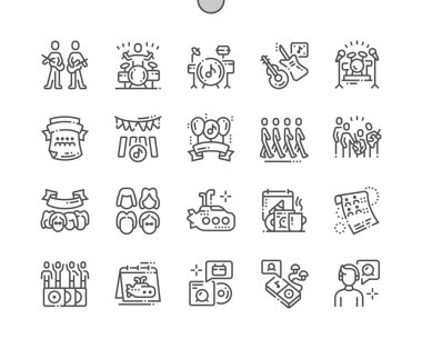 Dünya Beatles gün iyi hazırlanmış piksel mükemmel vektör ince çizgi simgeler 30 2 kılavuz Web grafikleri ve Apps-x 