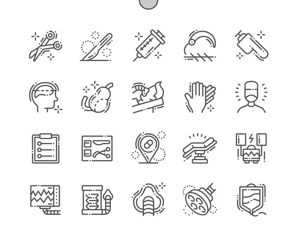 Cirugía Pixel Perfect Vector Thin Line Iconos Rejilla Para Gráficos — Archivo Imágenes Vectoriales