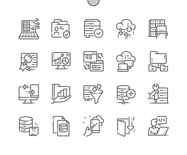 Big Data Well Crafted Pixel Perfect Vector Thin Line Icons — Stock Vector