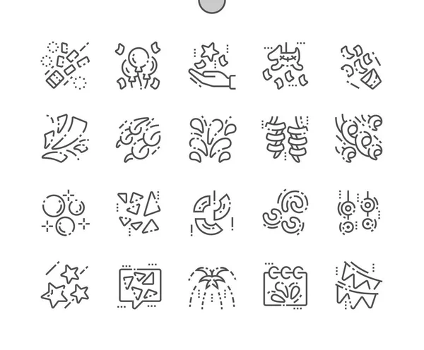 Konfeti iyi hazırlanmış piksel mükemmel vektör ince çizgi simgeler 30 2 x kılavuz Web grafikleri ve Apps. Basit en az piktogram