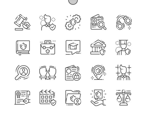 Jurisprudence Well Crafted Pixel Perfect Vector Thin Line Icons Grid — Stock Vector