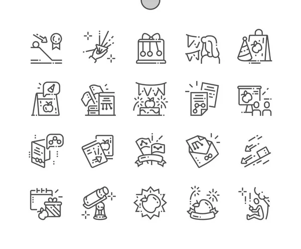 Giornata Newton Ben Realizzato Pixel Perfect Vector Thin Line Icons — Vettoriale Stock